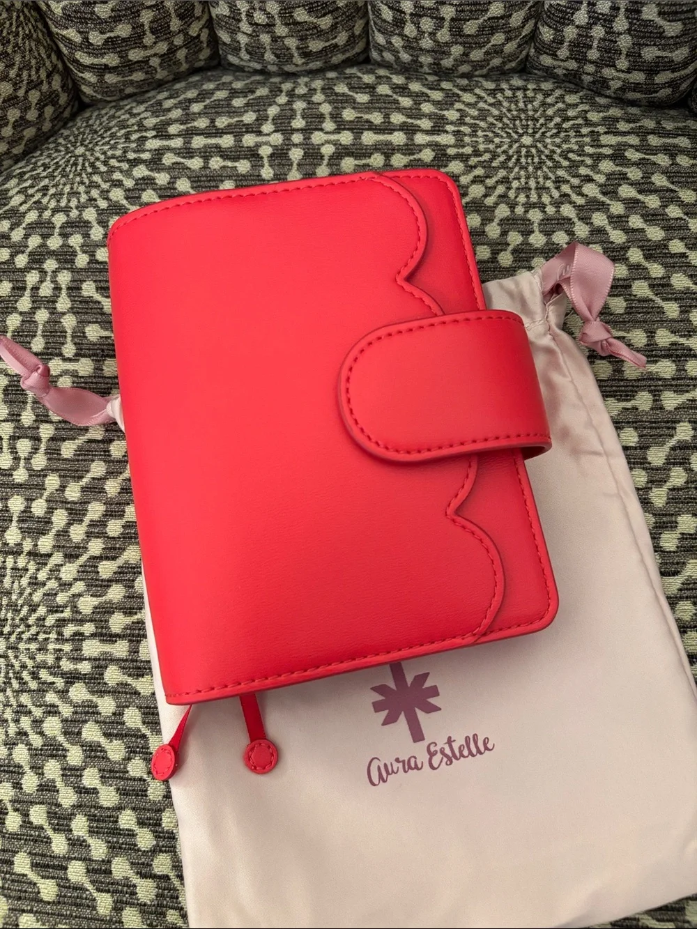 Aura Estelle Passport Size Travelers Style Planner Cover Cherry Red & dustbag